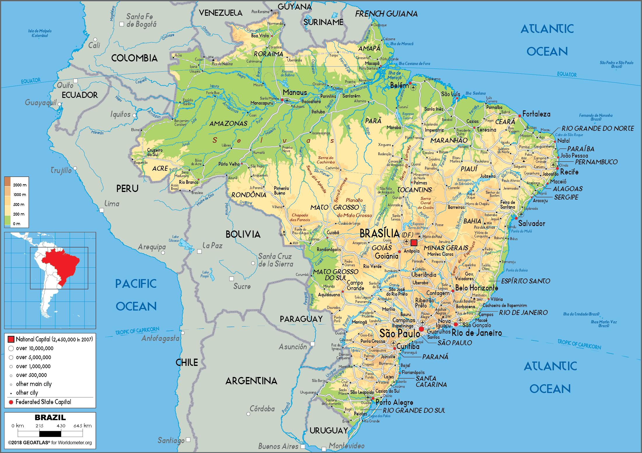 geografska karta portugala Brazil geografska karta   Brazil geografija (Južna Amerika   Amerika) geografska karta portugala