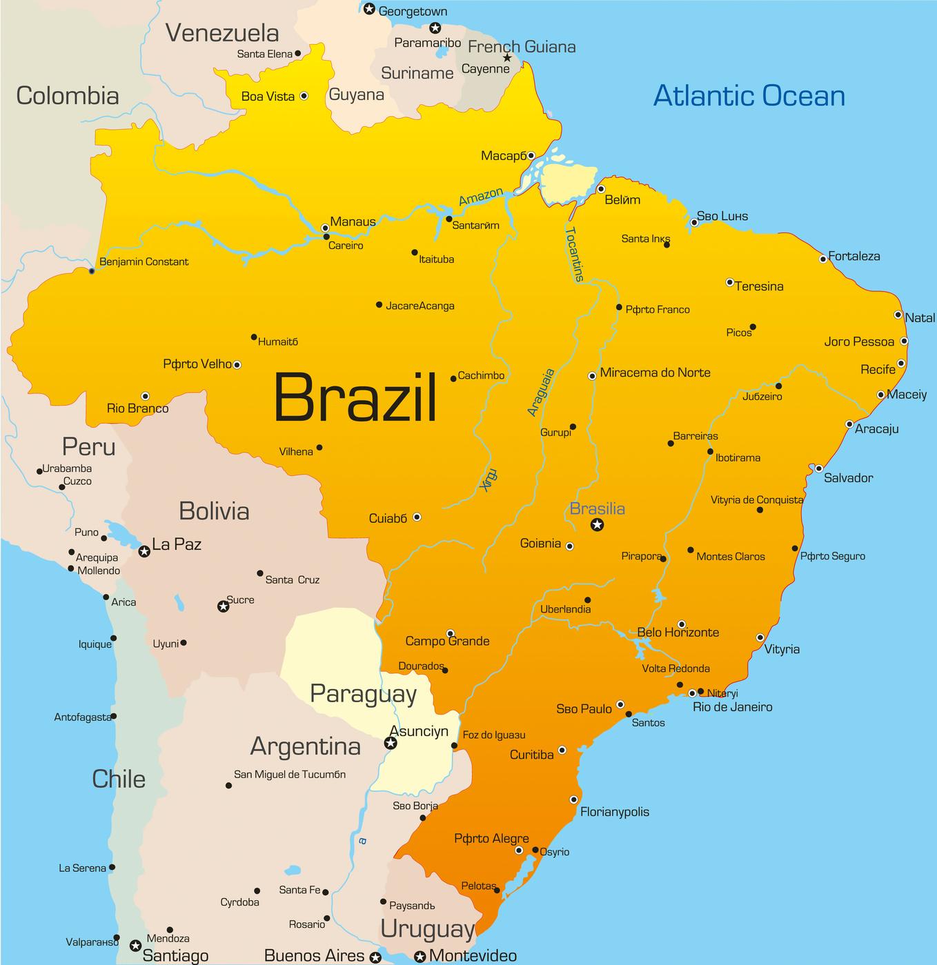 brazil karta Brazil karta zemlje   zemlje, karta Brazilu (Južna Amerika   Amerika) brazil karta